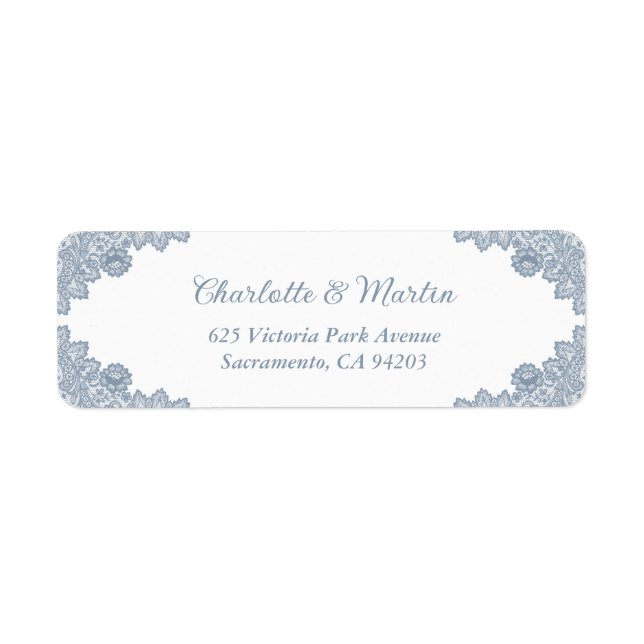 Etiqueta Dirección de devolución del Boda Dusty Blue Floral (Frente)