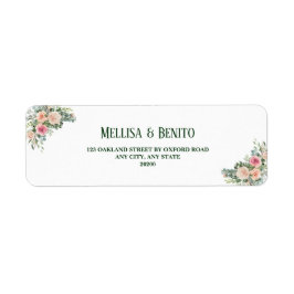 Etiqueta Dirección de devolución del Boda Eucaliptus Rosa R