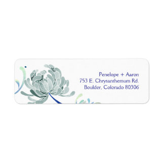 Etiqueta Dirección de devolución del Boda Floral Azul Dusty