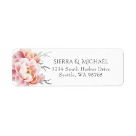Etiqueta Dirección de devolución del Boda floral de Peony R