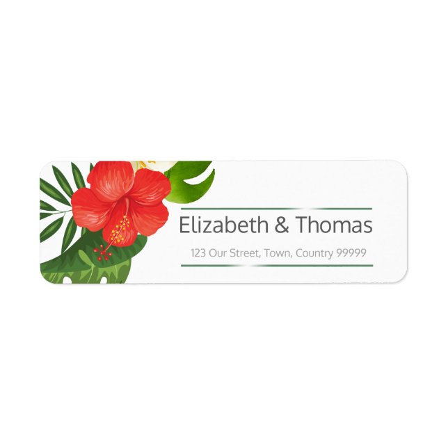 Etiqueta Dirección de devolución del Boda floral tropical I (Frente)