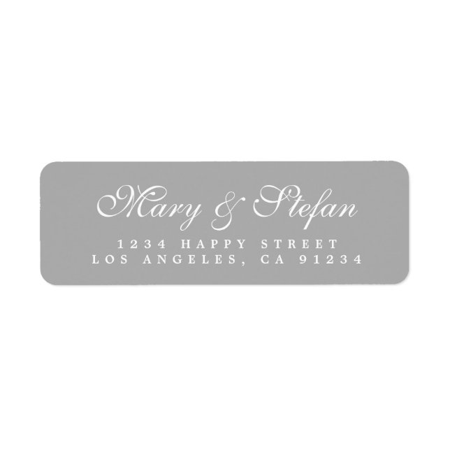 Etiqueta Dirección de devolución del Boda gris del guión de (Frente)