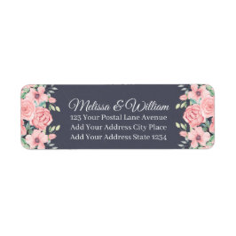 Etiqueta Dirección de devolución del Boda gris pizarra flor