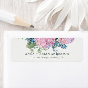 Etiqueta Dirección de devolución del Boda Hydrangea pintado