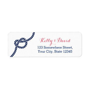 Etiqueta Dirección de devolución del Boda Knot ligando azul