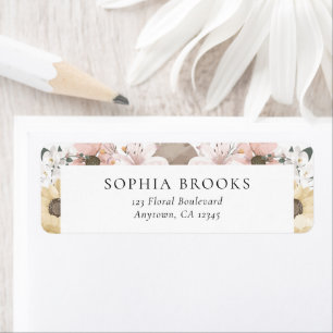 Etiqueta Dirección de devolución del Boda neutro floral rus