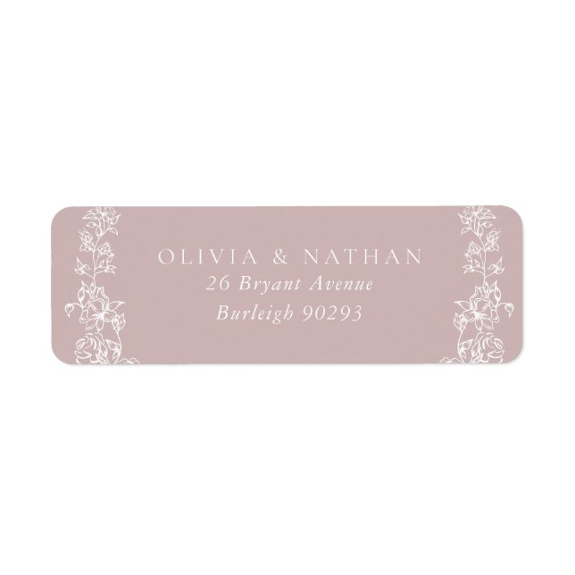 Etiqueta Dirección de devolución del Boda rosa blanco flora (Frente)