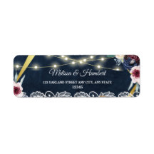 Dirección de devolución del Boda Rustic Blue Strin