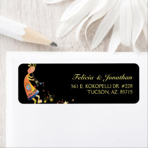 Etiqueta Dirección de devolución del Boda Starry Kokopelli