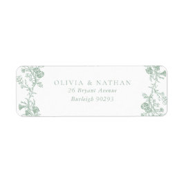 Etiqueta Dirección de devolución del Boda Vintage Sage Gree