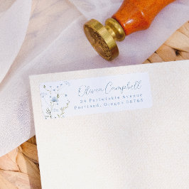 Etiqueta Dirección de devolución del Boho Blue Wildflower