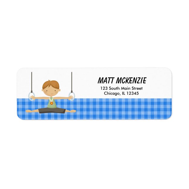 Etiqueta Dirección de devolución del chico de gimnasia (Frente)