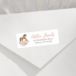 Etiqueta Dirección de devolución del cumpleaños del caballo