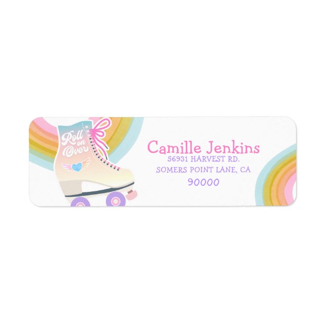 Etiqueta Dirección de devolución del cumpleaños del patinaj (Frente)