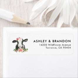 Etiqueta Dirección de devolución del Fiesta de vaca de impr