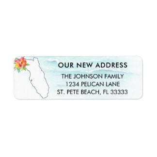 Etiqueta Dirección de devolución del mapa de Florida de la