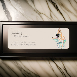 Etiqueta Dirección de devolución del pastor alemán Malinois