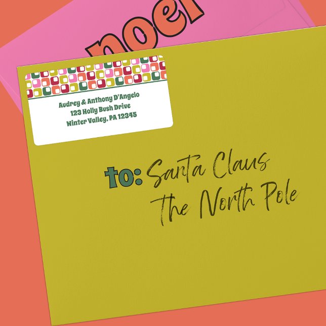 Etiqueta Dirección de devolución del patrón geométrico retr (Subido por el creador)