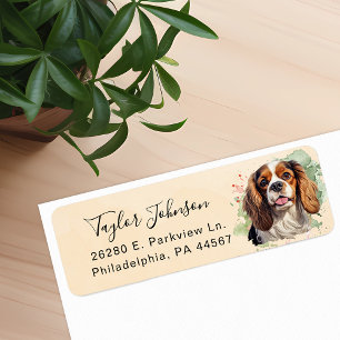 Etiqueta Dirección de devolución del perro Cavalier King Ch