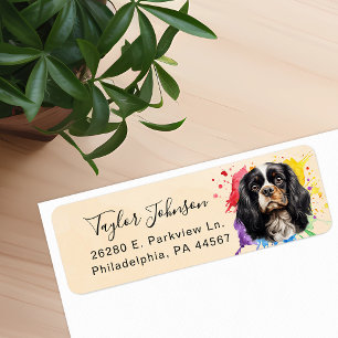 Etiqueta Dirección de devolución del perro Cavalier King Ch