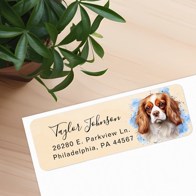 Etiqueta Dirección de devolución del perro Cavalier King Ch (Subido por el creador)