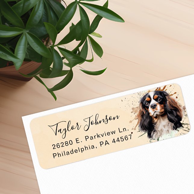 Etiqueta Dirección de devolución del perro Cavalier King Ch (Subido por el creador)