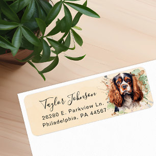 Etiqueta Dirección de devolución del perro Cavalier King Ch