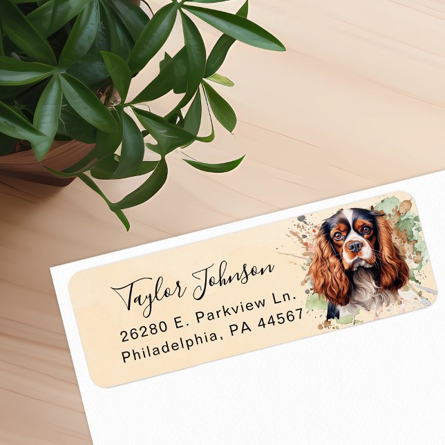 Etiqueta Dirección de devolución del perro Cavalier King Ch (Subido por el creador)