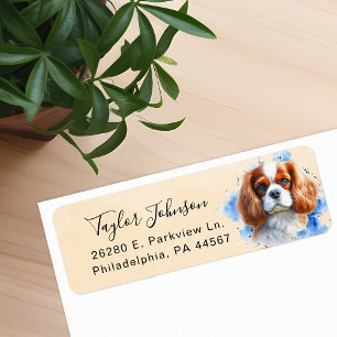 Etiqueta Dirección de devolución del perro Cavalier King Ch