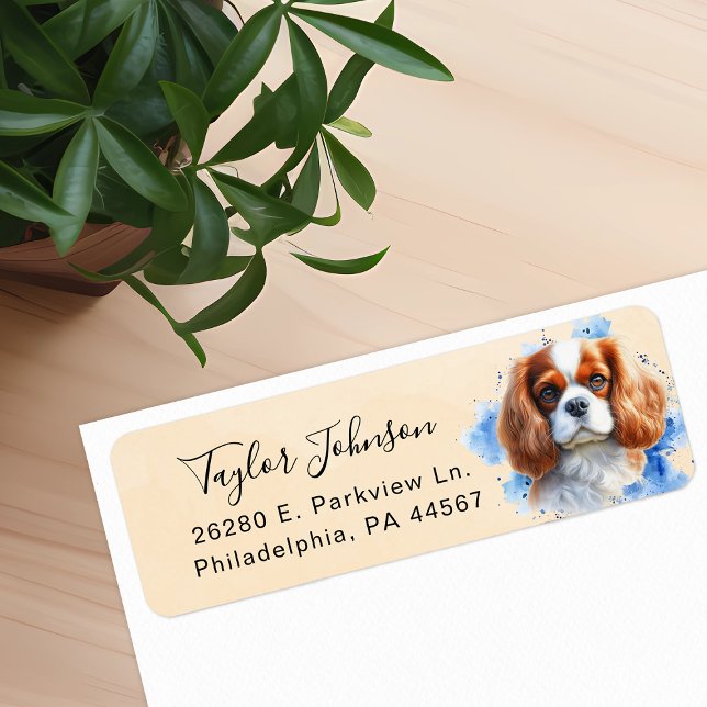 Etiqueta Dirección de devolución del perro Cavalier King Ch (Subido por el creador)
