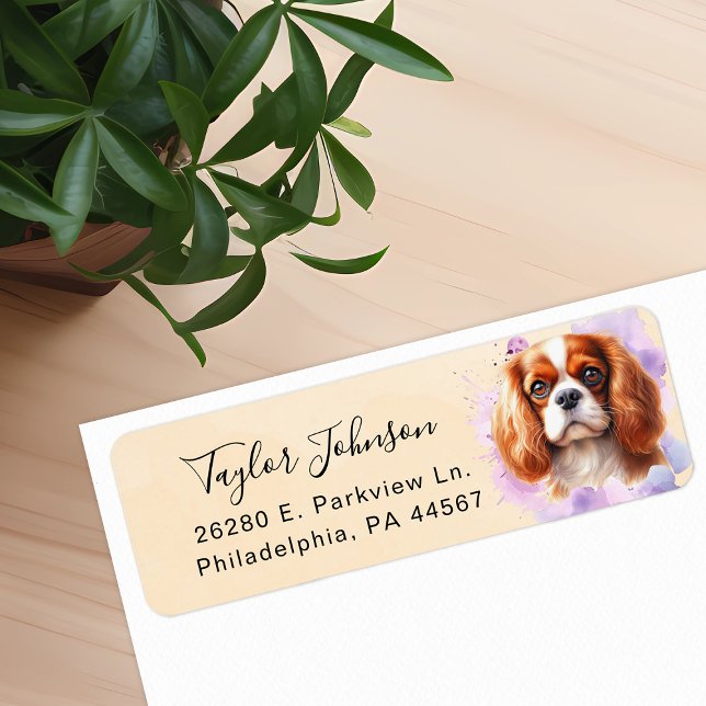 Etiqueta Dirección de devolución del perro Cavalier King Ch (Subido por el creador)