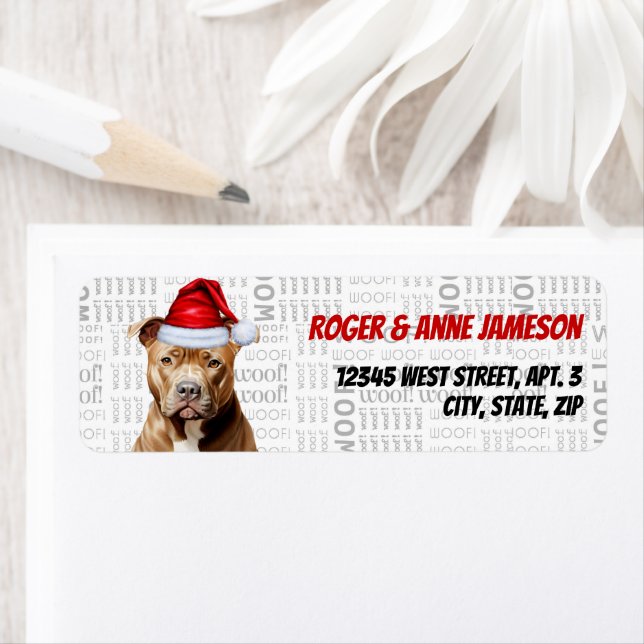 Etiqueta Dirección de devolución del perro de Pitbull marró (In situ)