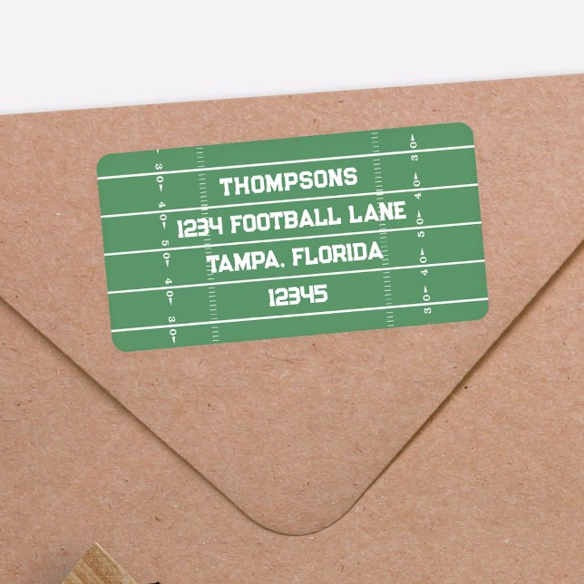 Etiqueta Dirección de devolución del Personalizado de campo (Football field custom return address label.)