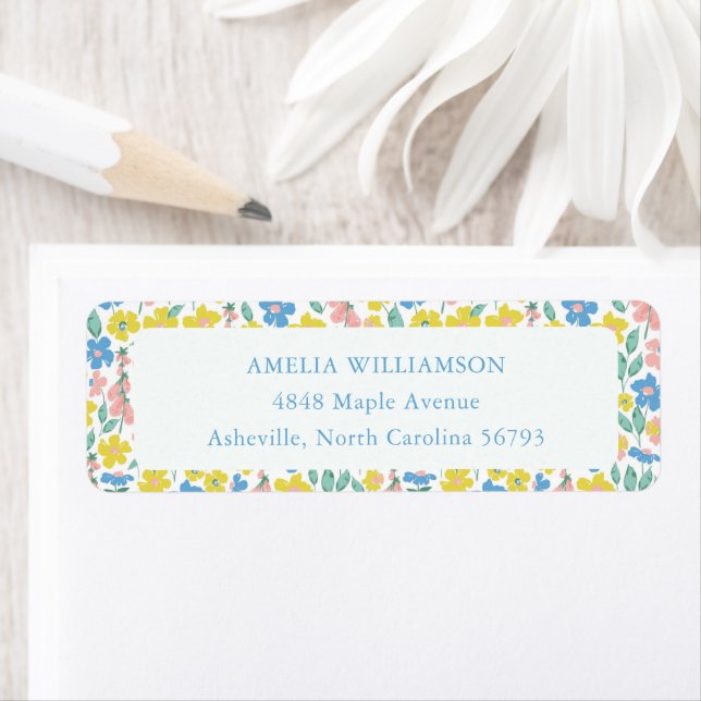Etiqueta Dirección de devolución del Personalizado floral a (In situ)