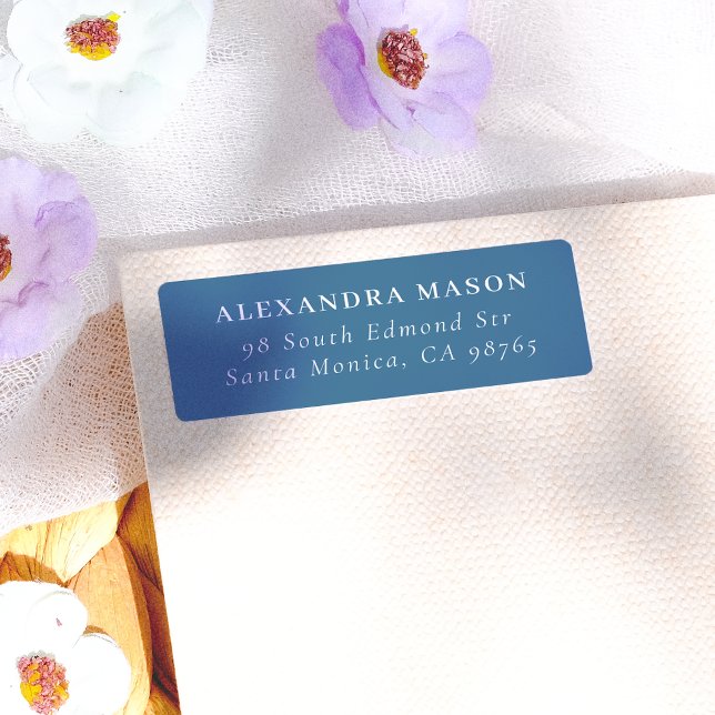 Etiqueta Dirección de devolución del serf simple azul moder (Label Mock-up)