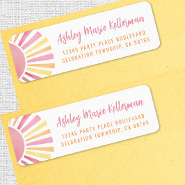 Etiqueta Dirección de devolución del sol del Boho rosa