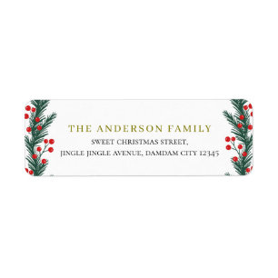 Etiqueta Dirección de devolución elegante de Navidad de ace