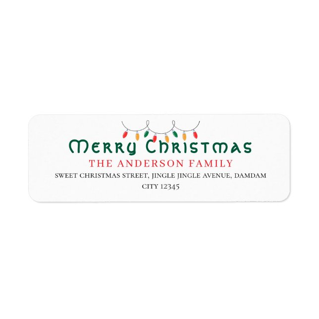 Etiqueta Dirección de devolución elegante de Navidad simple (Frente)