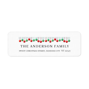 Etiqueta Dirección de devolución elegante de Navidad simple
