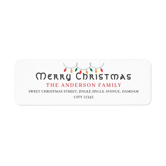 Etiqueta Dirección de devolución elegante de Navidad simple (Frente)