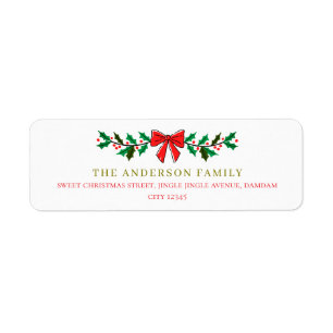 Etiqueta Dirección de devolución elegante simple de Navidad