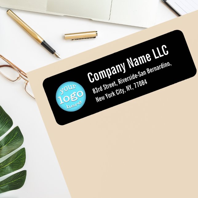 Etiqueta Dirección de devolución en blanco y negro del logo (Company Business Logo Black & White Return Address Label)