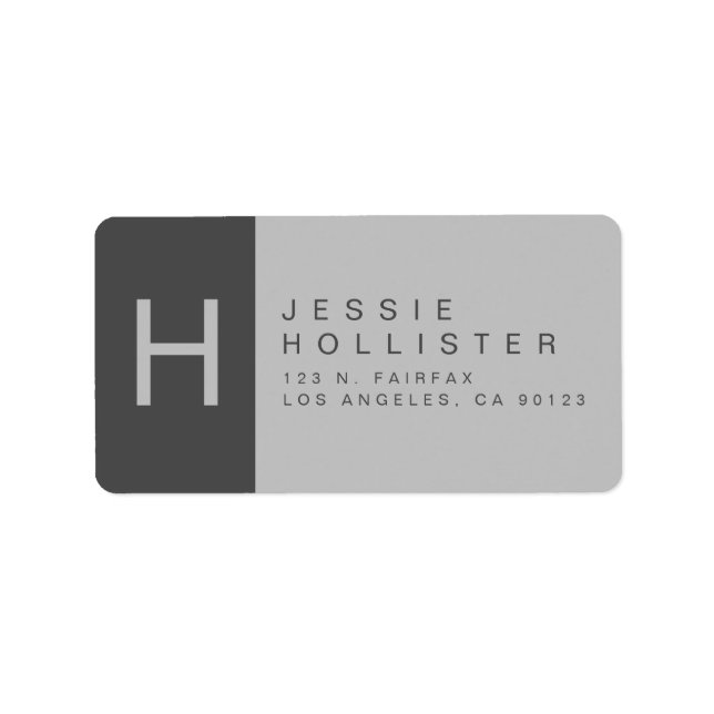 Etiqueta Dirección de devolución en monogramo gris (Frente)