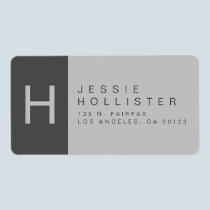 Etiqueta Dirección de devolución en monogramo gris