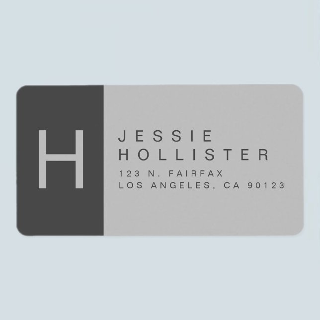 Etiqueta Dirección de devolución en monogramo gris (Subido por el creador)