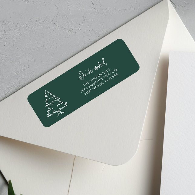Etiqueta Dirección de devolución en movimiento de nombre de (Christmas Tree Family Name Moving Return Address Label)