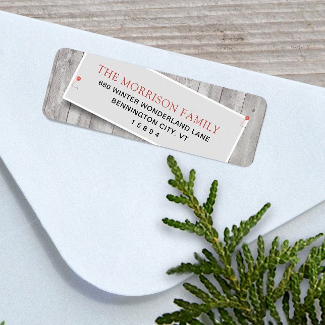 Etiqueta Dirección de devolución fijada rústica (Rustic Holiday Return Address Label)