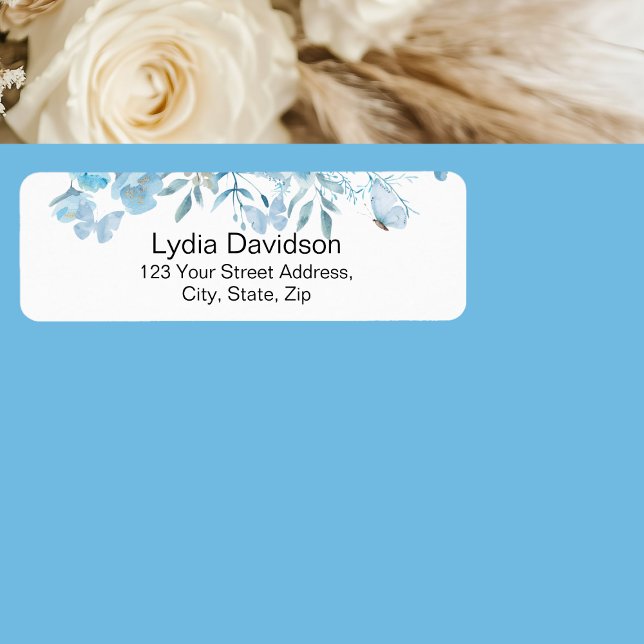 Etiqueta Dirección de devolución floral azul (Subido por el creador)
