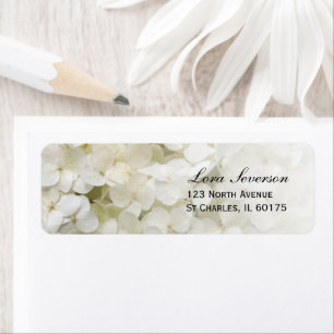 Etiqueta Dirección de devolución floral de Hydrangea blanca