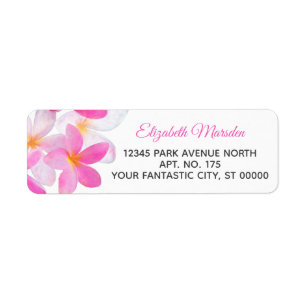 Etiqueta Dirección de devolución floral de plumeria rosada